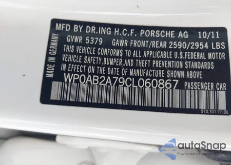 2012 Porsche Panamera 4S from USA, damaged, VIN WP0AB2A79CL060867